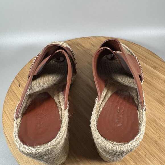 Vince Surya Brown Leather Wedge Espadrille Sandals Womens 9.5 - Picture 5 of 8